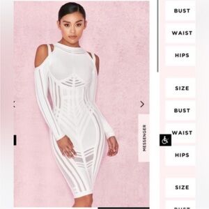 House of CB White Long Sleeve Cut-Out Dress